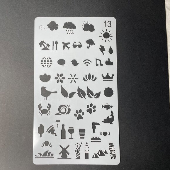 Reusable Art Planner Stencil Weather Travel Dinning Beach mq Mixed Media Supplie - Picture 1 of 3
